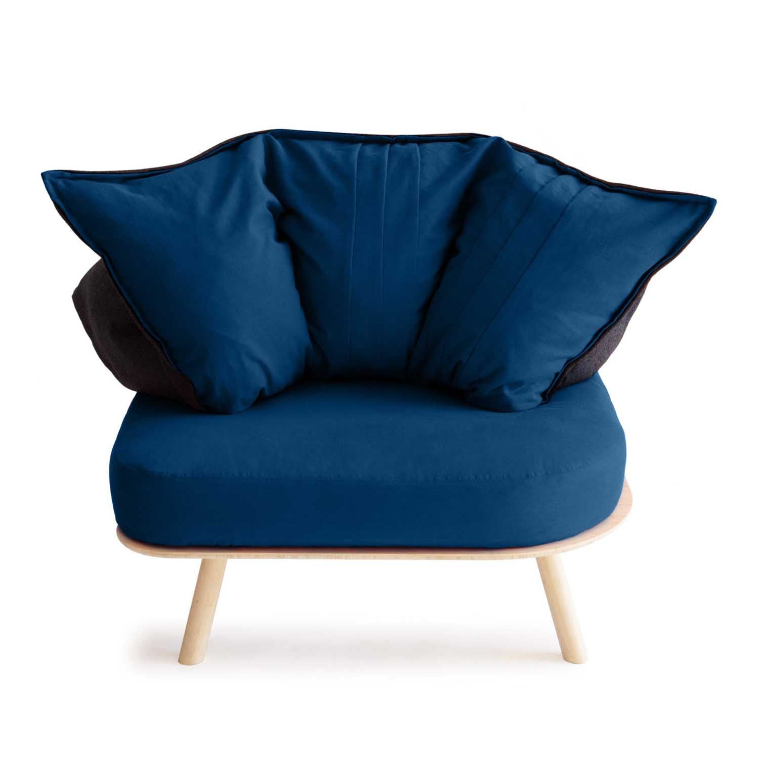 Armchair that Transcends the Ordinary. Blue Cotton upholstery.
