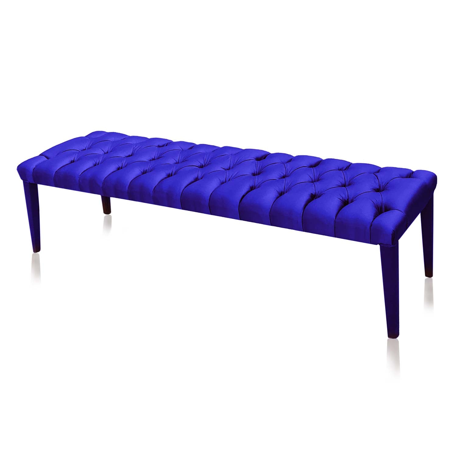 blue satin ottoman bench