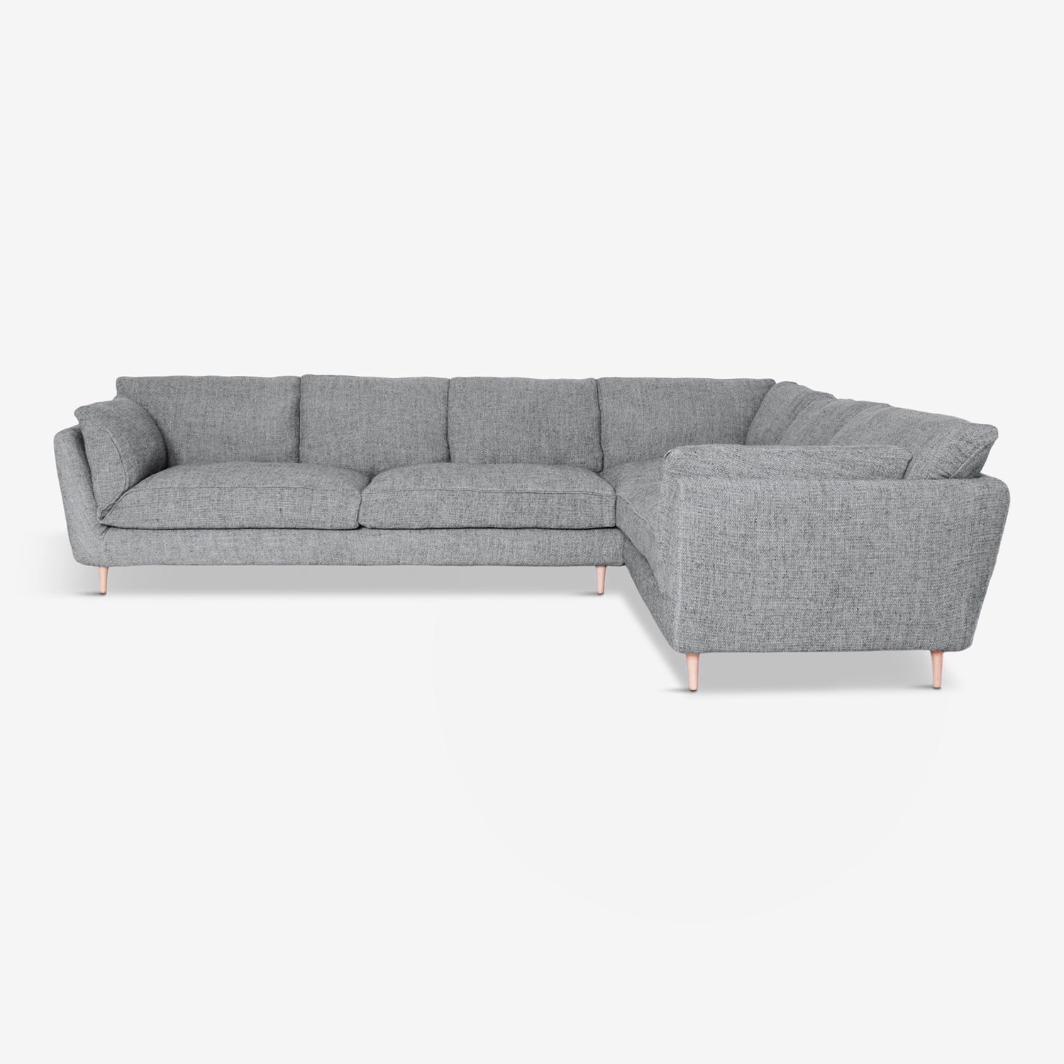 organic sofa, grey natural linen textile, casquet modula sofa by ddp studio