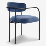 Rounded Back Cushion for Maximum Comfort. blue velvet dining chair