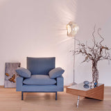 Minimalistic Design for Modern Living. blue gray armchair.