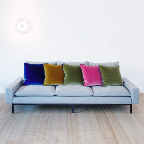 Velvet cushion - Olive Green & Stormy Grey