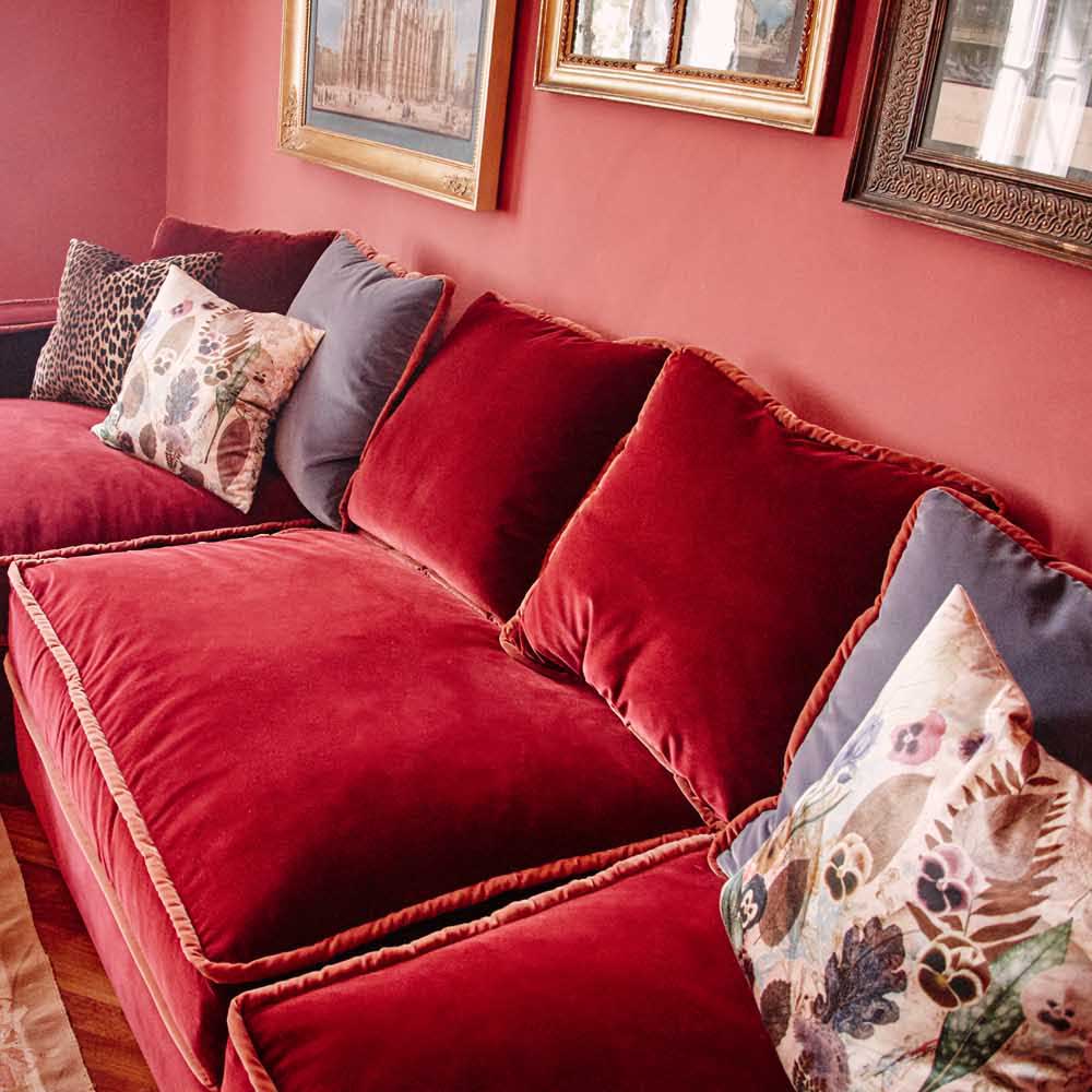 Ambient Enhancement red velvet living room sofa