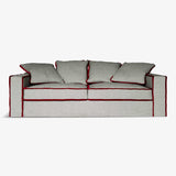 Sink into Comfort with Rafaella Sofa. red and beige version.