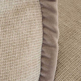 velvet trim on linen upholstery in beige