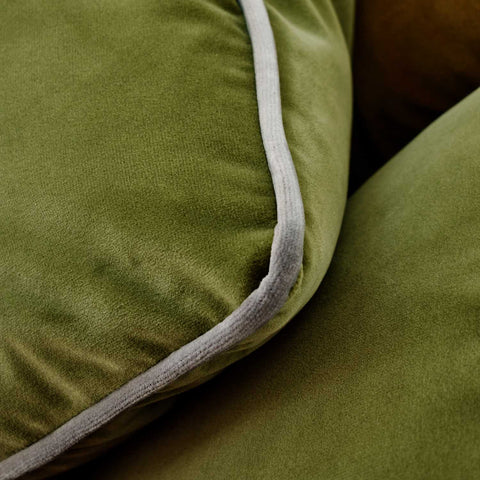 Velvet cushion - Olive Green & Stormy Grey