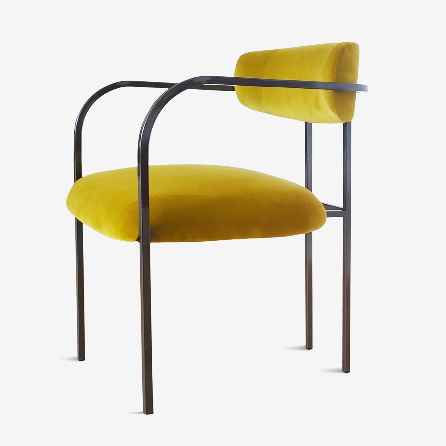 Plastic-Free and 100% Natural Dining Chair. in yellow velvet