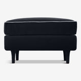 Harmonious Relaxation - Black velevet footstool with Contrasting Piping