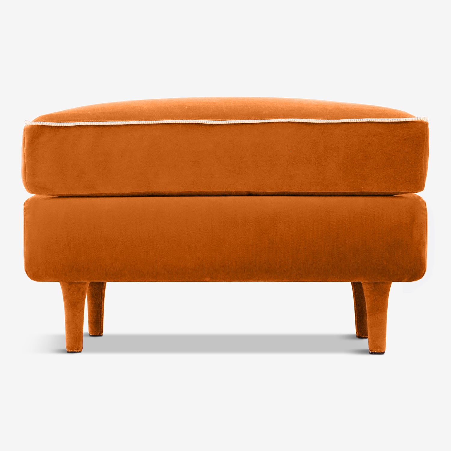 organic footstool, orange natural velvet textile, casquet footstool  by ddp studio