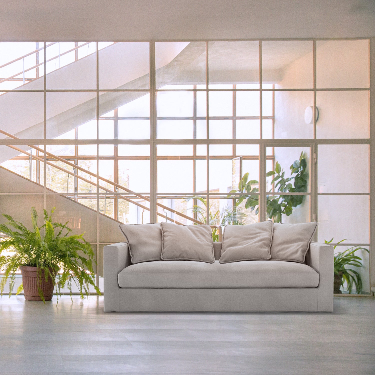 Deep Seated Relaxation, beige cotton sofa
