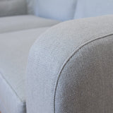 closeup of grey linen textile threads