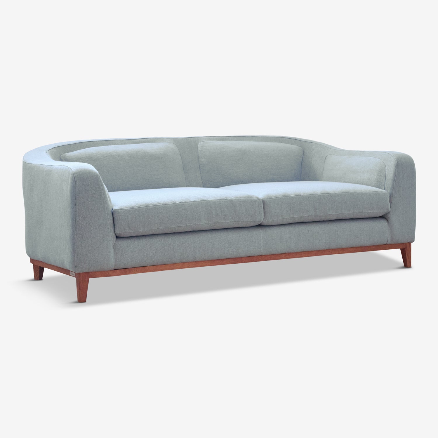 Zeno Sofa - Compact Modern Design. green linen upholstery.
