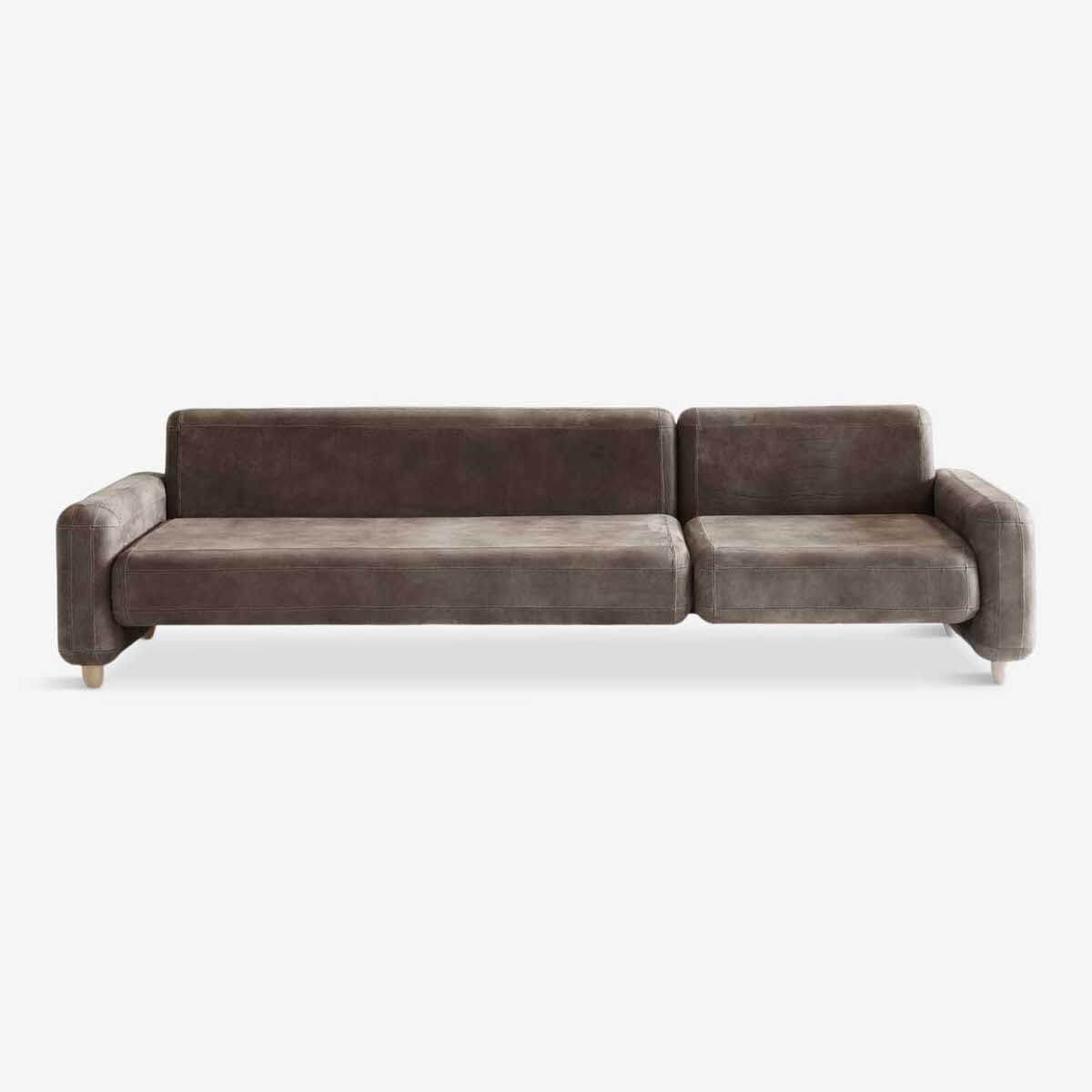 Traco 3 Seater Sofa in Grey Leather – Front View