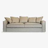 Relaxing Evenings with Rafaella Sofa.linen sofa with velvet trim.