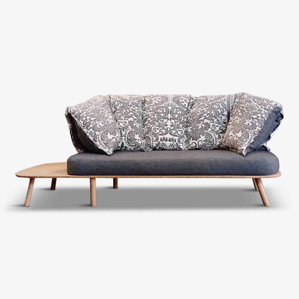 eco friendly  sofa, printed natural cotton textile, disfatto three seater sofa  by denis guidone