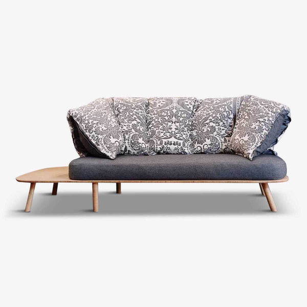 eco friendly  sofa, printed atural cotton textile, disfatto three seater sofa  by denis guidone